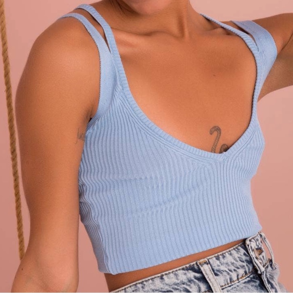 Blue Tank Top Crop Top